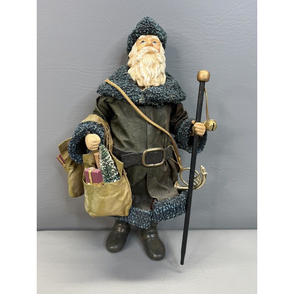 Kurt Adler Santas World 10" Paper Fabric Mache Old World Santa Original  Blue